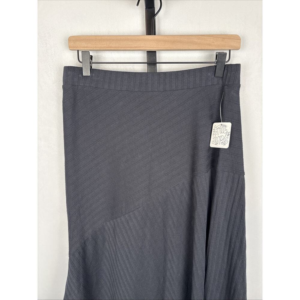 NEW Free People Beach Asymmetrical Maxi Skirt Womens Medium Black Cotton Pull On - Picture 2 of 10